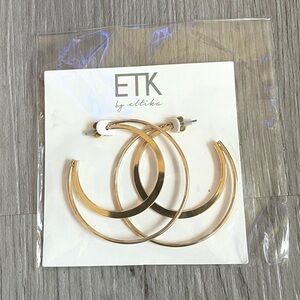 ETK by Ettika 18K Gold Plated Crescent Moon Double Layered Hoop Earrings